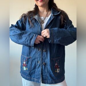 Blair Blue Denim Jacket with Snowman Embroidery